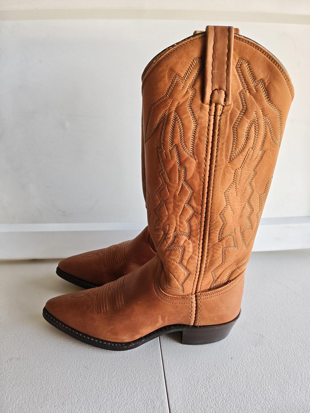 Dan Post Boots Womens Size 5.5 Brown Leather Western Pointed Toe Marlboro F2552